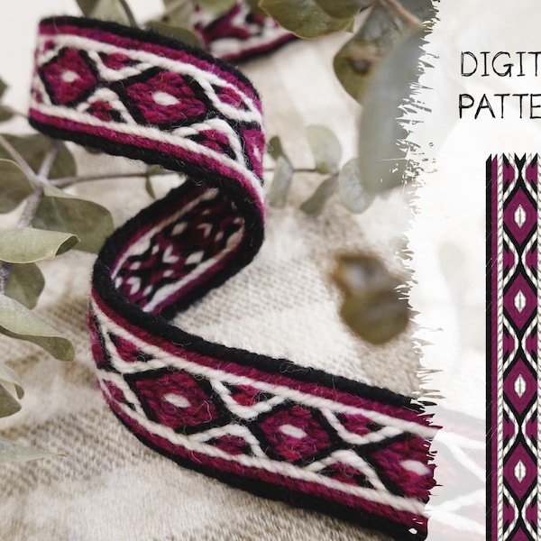 Tablet Weaving Pattern: Pink Chain Belt or Bookmark (Digital Pattern)