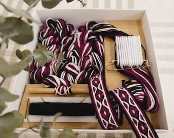 Tablet Weaving Kit: DIY Belt/Bookmark Craft - Chain Pink