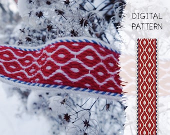 Tablet Weaving Pattern: Chain Double Red-White Belt (PDF Download)