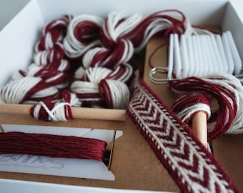 Tablet Weaving Kit: DIY Red-White Arrow Belt/Bookmark