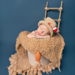 Newborn Fishing Outfit Baby Boy Fishing Outfit Baby Fisherman Outfit Baby  Fishing Hat Newborn Boy Photo Outfit Baby Photography Props 