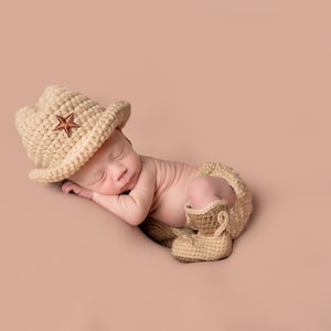 Cowboy/Cowgirl hat and boot set, crochet cowboy, newborn costume