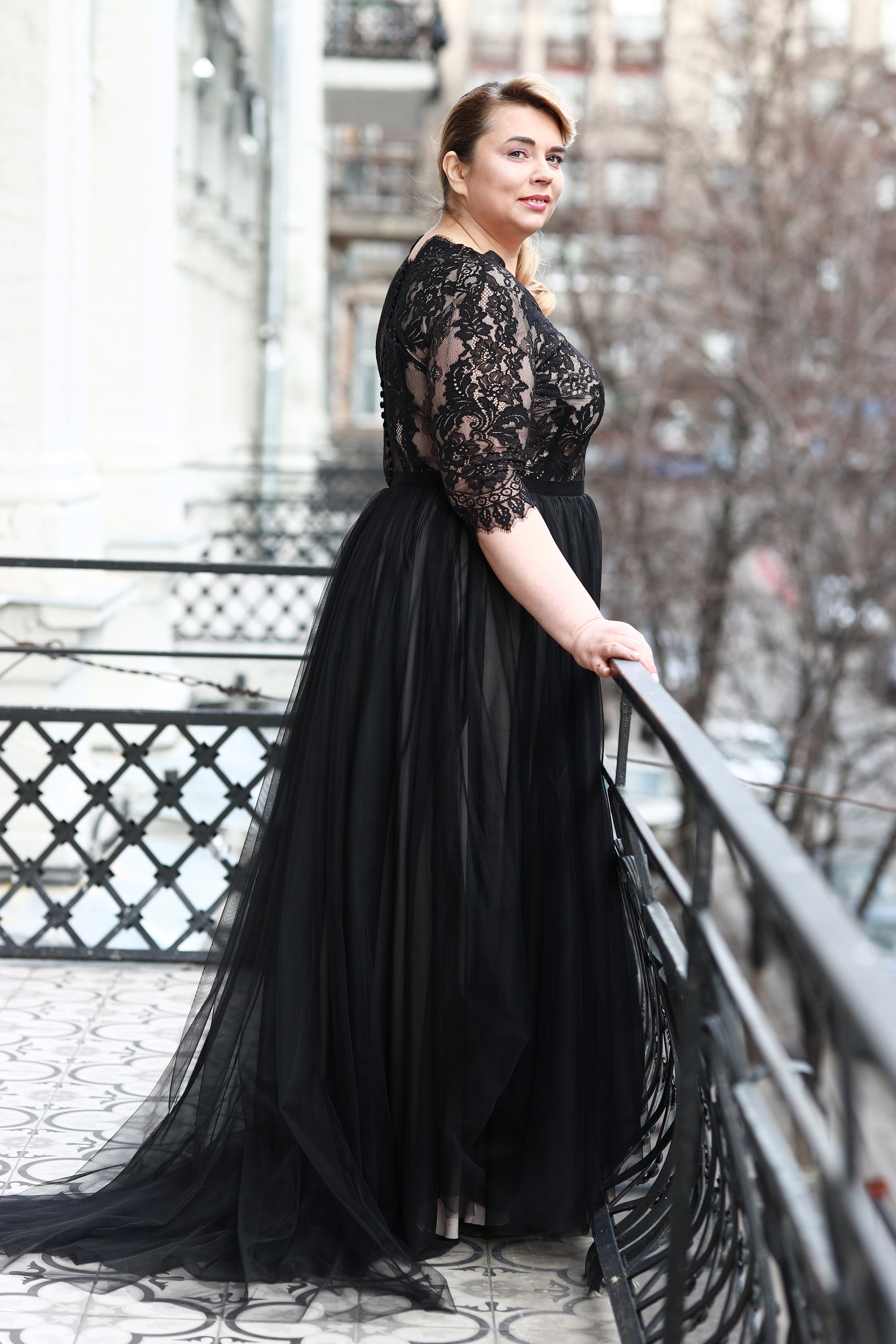 Black wedding dress plus size custom unique longs boho gown Etsy