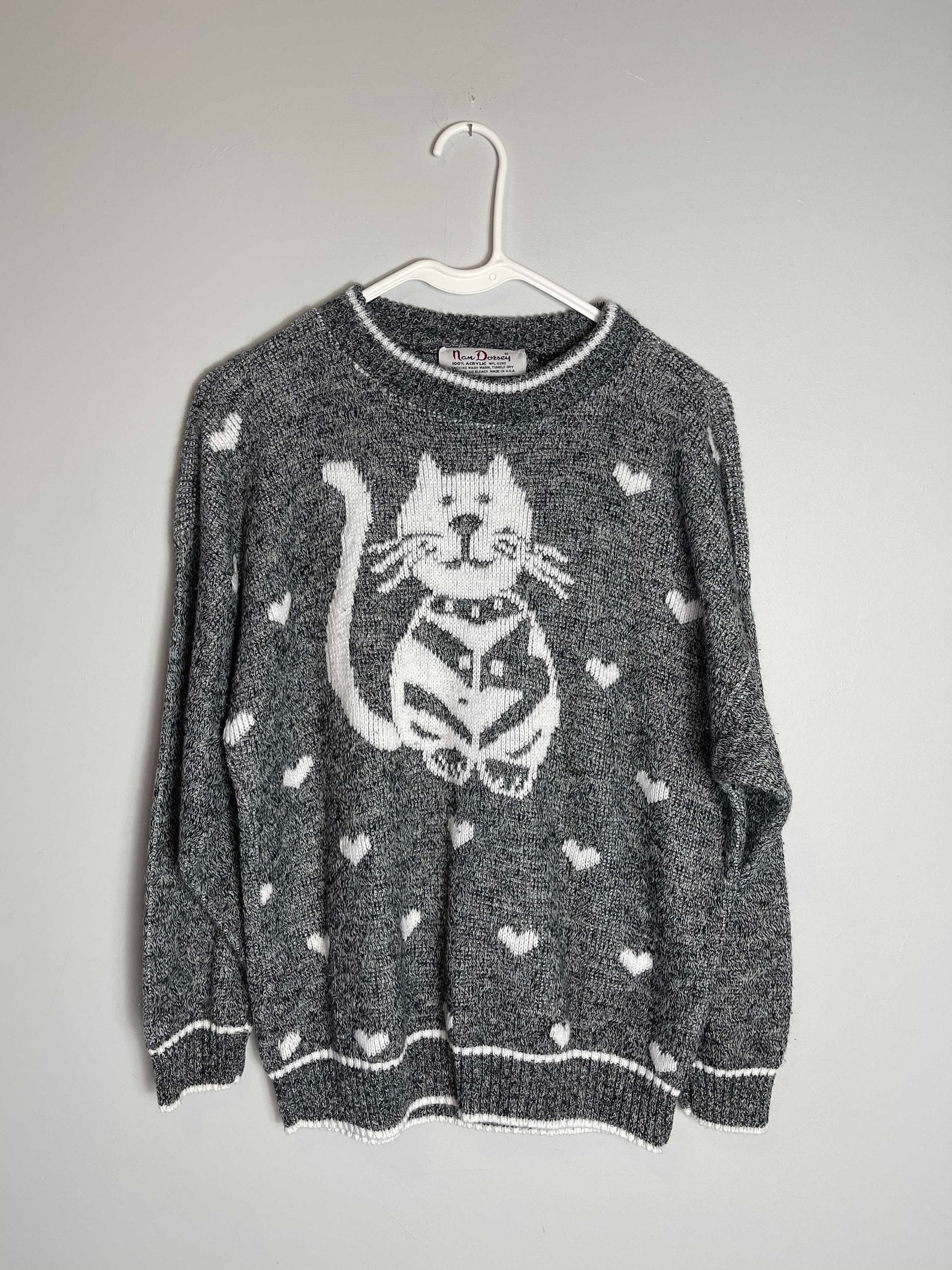 Vintage Super Cute Cat Sweater / Nan Dorsey / Size Medium Etsy