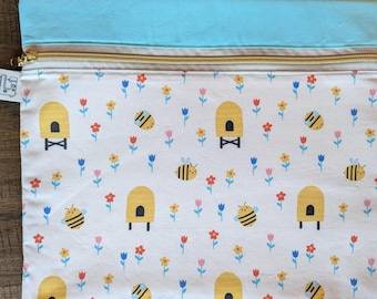 Blue Bee Cross Stitch Project Bag