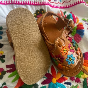 Kids Mexican Leather Huaraches Embroidered image 3