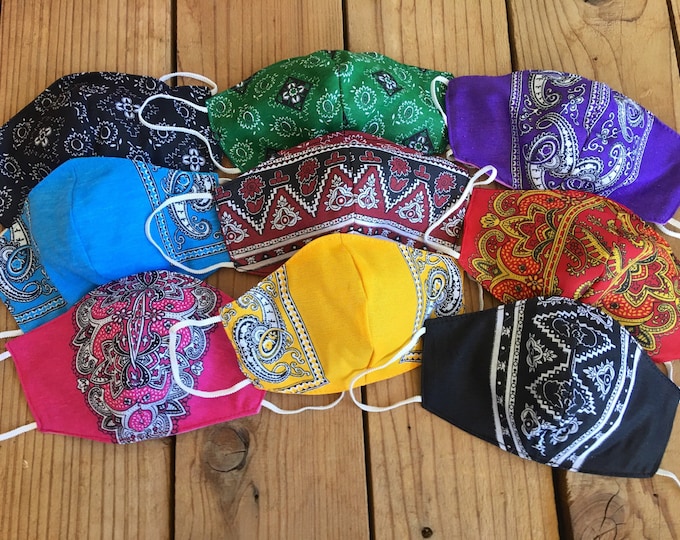 Men Face Mask Hand made- Paliacate Mexican face mask  - Fabric Face mask - One size face mask