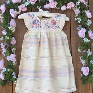 Pastel colors embroidery Mexican baby and toddler dresses hand made