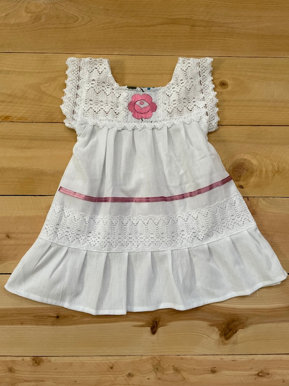 Size 1 year old baby girl dress hand embroidered Mexican dress