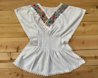 Mexican blouses hand embroidered Butterfly style sleeve boho Summer blouse