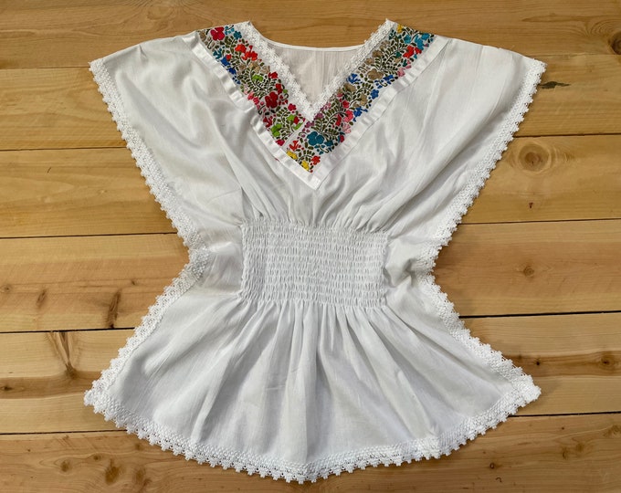 Mexican blouses hand embroidered Butterfly style sleeve boho Summer blouse