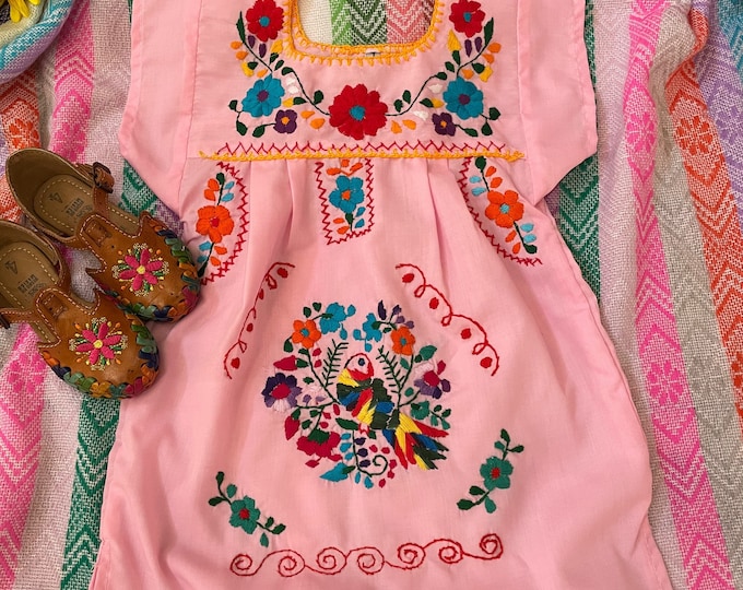 Mexican hand embroidered dresses Light Pink - shoes not included