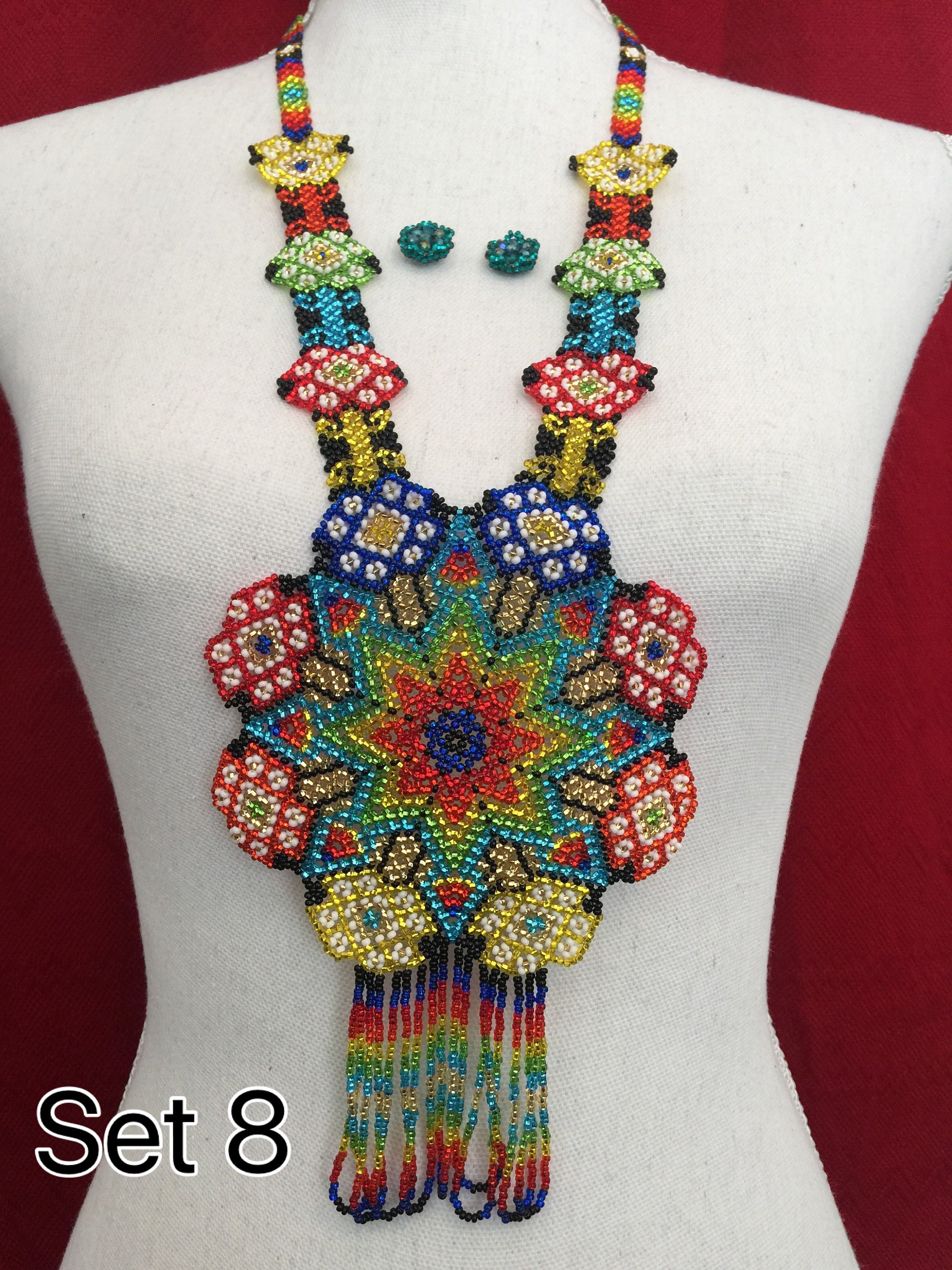 Mexican Jewelry. Beaded Mexican Necklace. Seed Beads Necklace. Huichol  Jewelry. Colorful Floral Jewelry. Huichol Necklace Handmade Jewelry. - Etsy  Australia