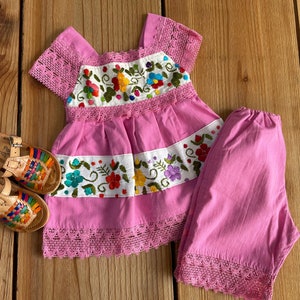 Size 1-2-3 years old Girls Mexican Outfits hand embroidered