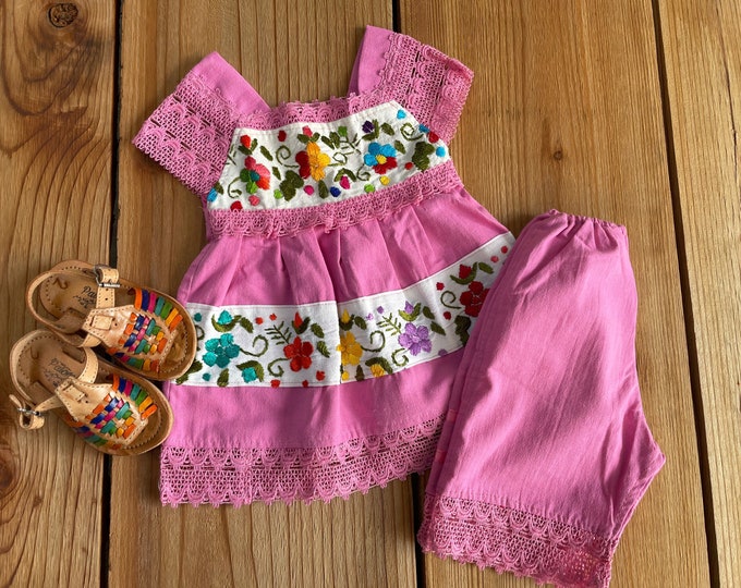 Size 1-2-3 years old Girls Mexican Outfits hand embroidered