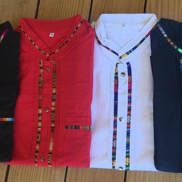 Men's Mexican shirts Bohemian mens shirts bottoms down Mexican  Guayaberas ALL Sizes Small - Medium - Large - Extra Large - XXL-XXXL