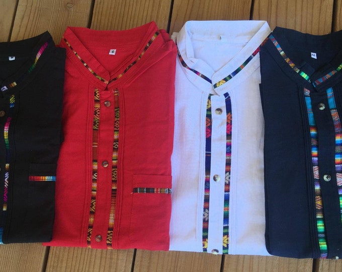 Men's Mexican shirts Bohemian mens shirts bottoms down Mexican  Guayaberas ALL Sizes Small - Medium - Large - Extra Large - XXL-XXXL