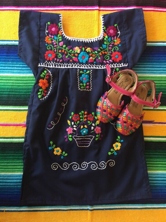 Baby Toddlers and Girls Mexican Dresses Color NAVY BLUE - Etsy