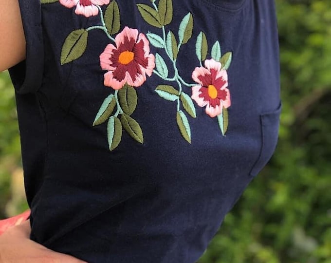 Mexican Floral Embroidered T- Shirts Variations of colors
