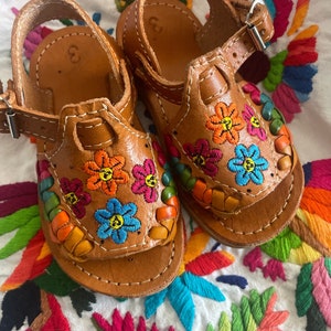 Kids Mexican Leather Huaraches Embroidered image 1