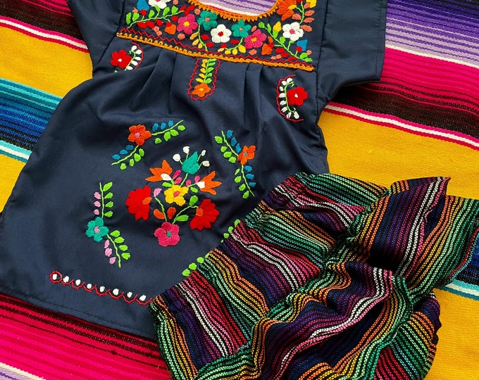 Size 0-1-2 years old baby and toddlerz Mexican outfits NAVY BLUE