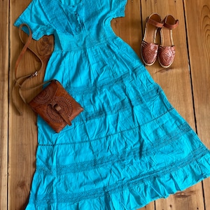 mexican embroidered dress maternity Mamacita Embroidered Mexican Dress L/XL / BLUE