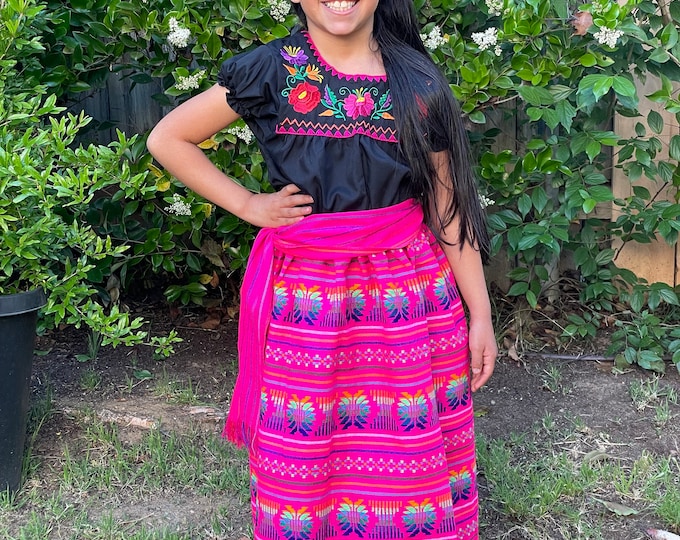 Mexican Outfits- blouse - skirt - sash - Mexican traditional kids  outfits