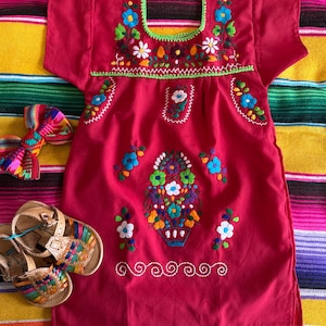 Embroidered Mexican Dresses Color - Bow and Huaraches not included