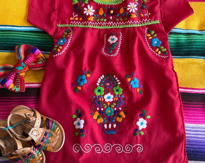 Embroidered Mexican Dresses Color - Bow and Huaraches not included