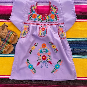 Baby- Toddlers- Girls - Embroidered Mexican Dresses Color Lilac