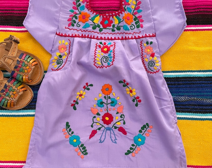 Baby- Toddlers- Girls - Embroidered Mexican Dresses Color Lilac
