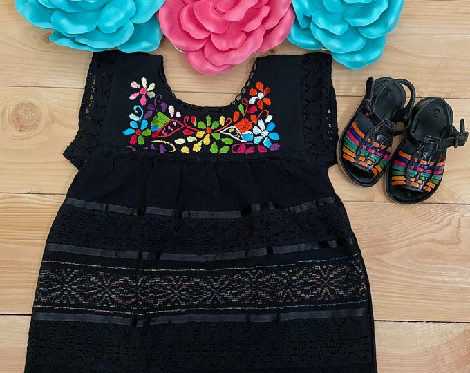 Baby and toddler Mexican girls  dress- Huipil Hand Embroidery