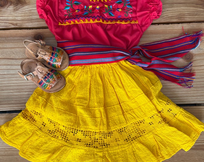 Kids Mexican outfits Frida Kahlo -Coco Theme Mexican outfit blouse and skirt Shoes sold separately
