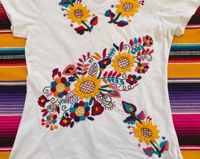 Size EXTRA SMALL hand embroidered t - shirt