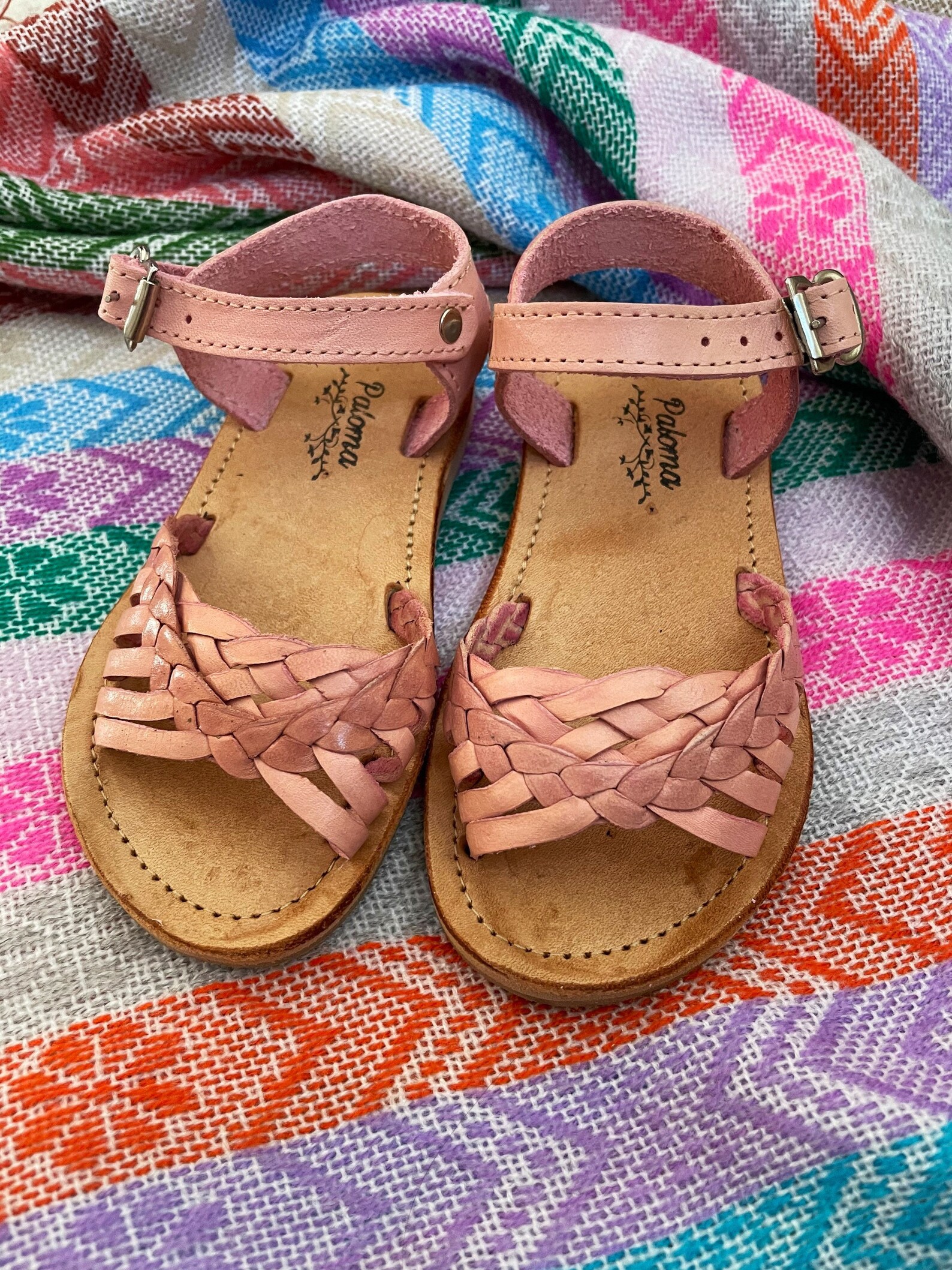 Baby Toddlers and Girls Mexican Leather Huaraches Color Pink Etsy