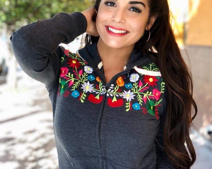 Sizes X-S-M-L Embroidered hoodie Jacket Sweatshirts with zipper closure Variety of colors Blue Navy - Black - Burgundy - Gray
