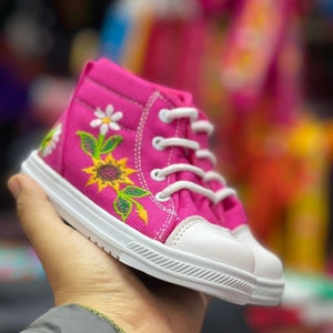 Baby embroidered sneakers shoes Converse style shoes with Mexican Embroidery