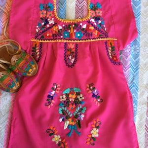Babies- Toddlers- Girls Mexican Embroidered Dresses Color Pink