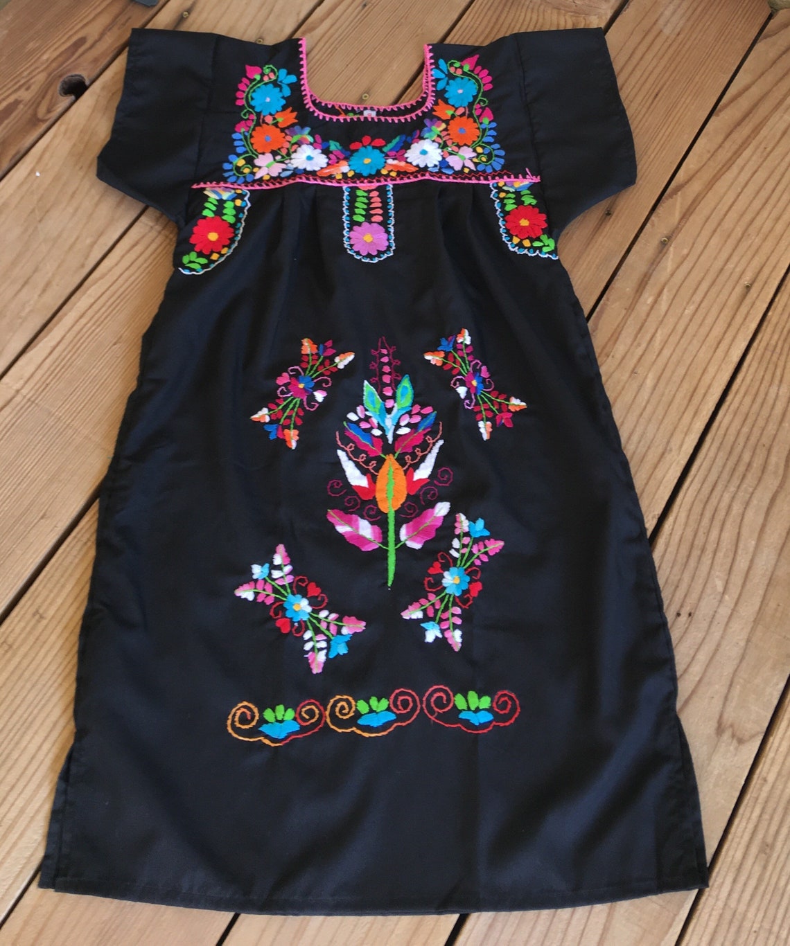 ALL SIZES Mexican Girls BLACK Dresses Hand Embroidered Babies - Etsy