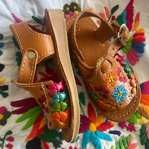 Kids Mexican Leather Huaraches Embroidered image 2