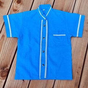 Boys shirts  Mexican style boys blue shirts bottoms down dress shirt- Mexican Guayabera blue shirts