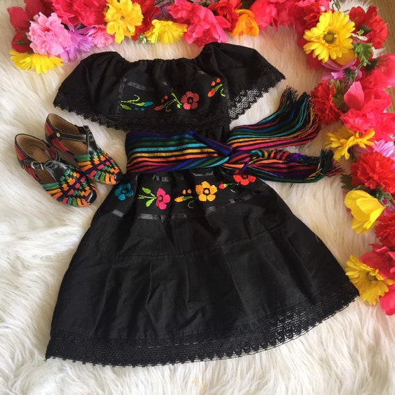Tallas 1-2-3-4 años Niña Vestidos mexicanos con hombros