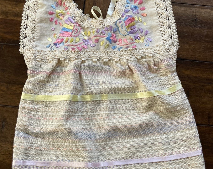 Size 0-3 months baby girl dress hand embroidered with headband