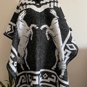 Poncho mexicano talla única - Capa vaquera súper acogedora Gaban