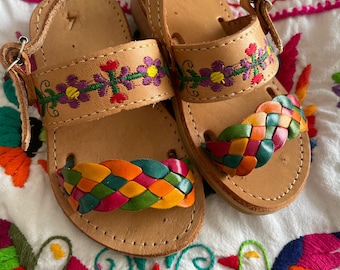 Babies and Toddlers Mexican Leather Huaraches embroidered