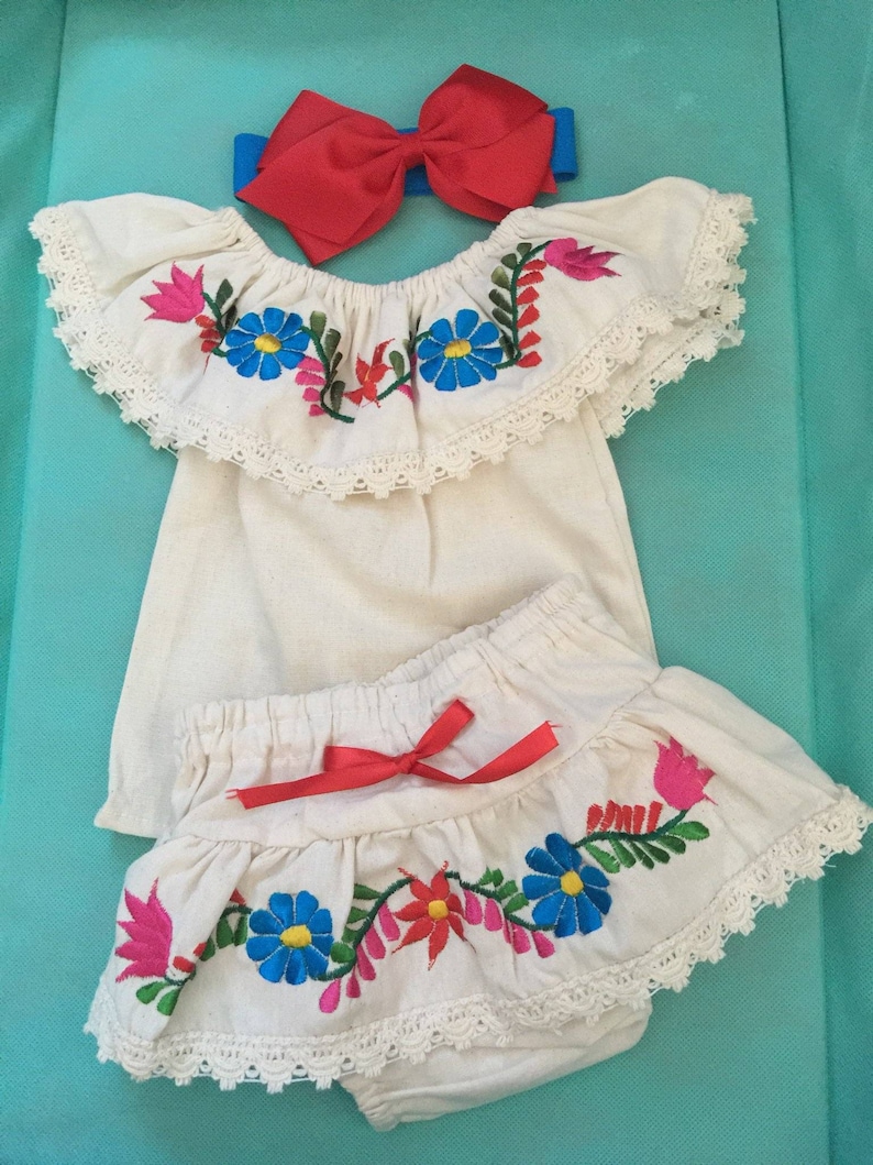 Size 1 year old baby Mexican Embroidered baby bloomer Mexican Outfit size 12-18month