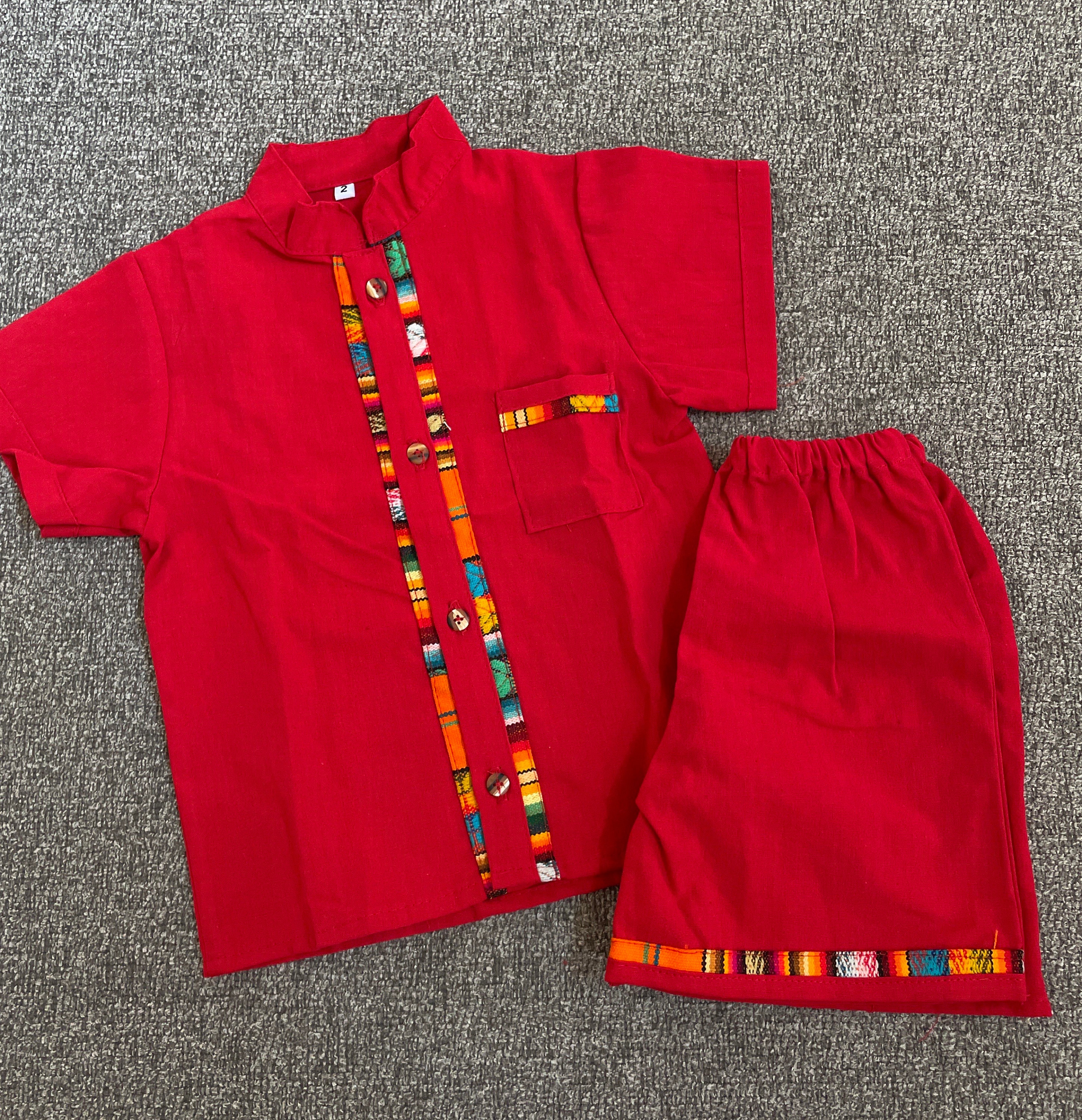 Baby Toddler Boy Mexican Outfits Red Mexican Guayabera Boy Shirt Mexican Huaraches Sold Separately