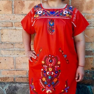 Sizes S-M-L-XL-2XL-3XL- 4XL-5XL Mexican long dresses -Mexicans Tunic style Embroidered dress