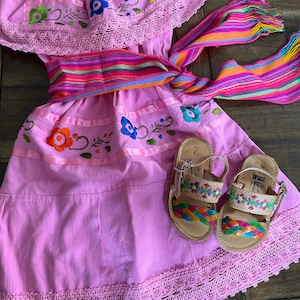 Size 1 and 2 years old baby and toddler girls Mexican Embroidered Dresses