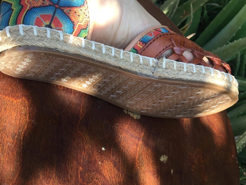 Mexican Leather Huaraches Espadrilles Huichol Art Textil Mexican style boho hippie shoes ALL SIZES 6-7-8-9-10US